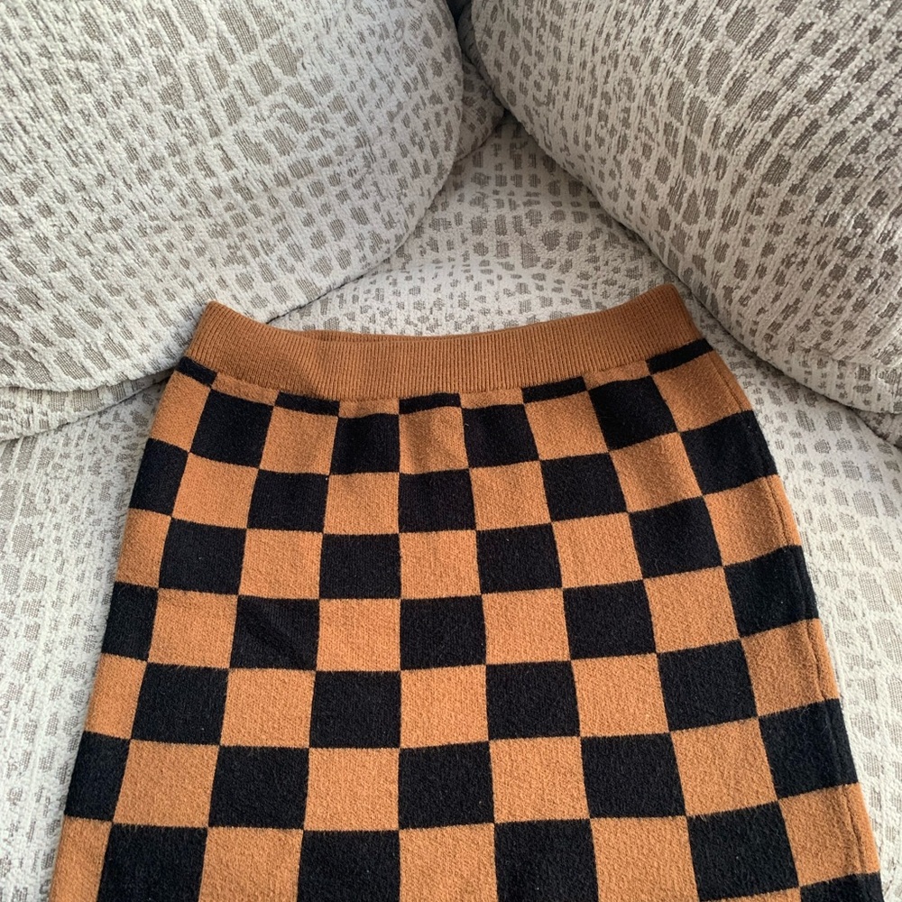 Mini Black And Brown Checkered Skirt!
